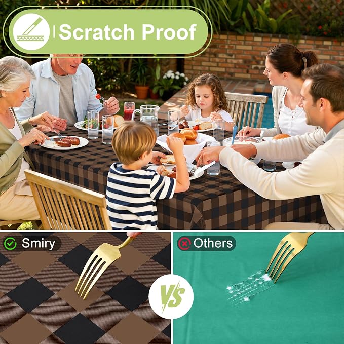 Smiry Rectangle Table Cloth, Waterproof Vinyl Tablecloth - Image 5