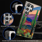 for Samsung Galaxy S24 Ultra Case, Stained Glass Cactus Pattern Glossy 2 in 1 - Image 6