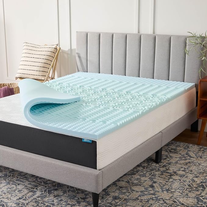 LUCID 2 Inch Gel Memory Foam Mattress Topper, Twin size – 5 Zones – Cooling Gel by Lucid