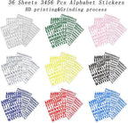 PRSTINCOL 3456 Pcs 36 Sheets Colorful Alphabet Stickers Pad, 9 Colors Self - Image 3