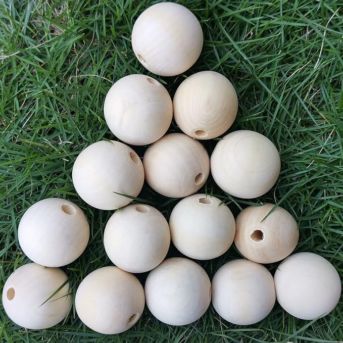 TBFYS 1.6IN Wood Beads for Crafts, Extra Large Wooden Balls Bead Unfinished - Image 7
