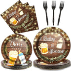 96Pcs A Baby is Brewing Baby Shower Party Supplies Set Plates Napkins Tableware by partygreeting