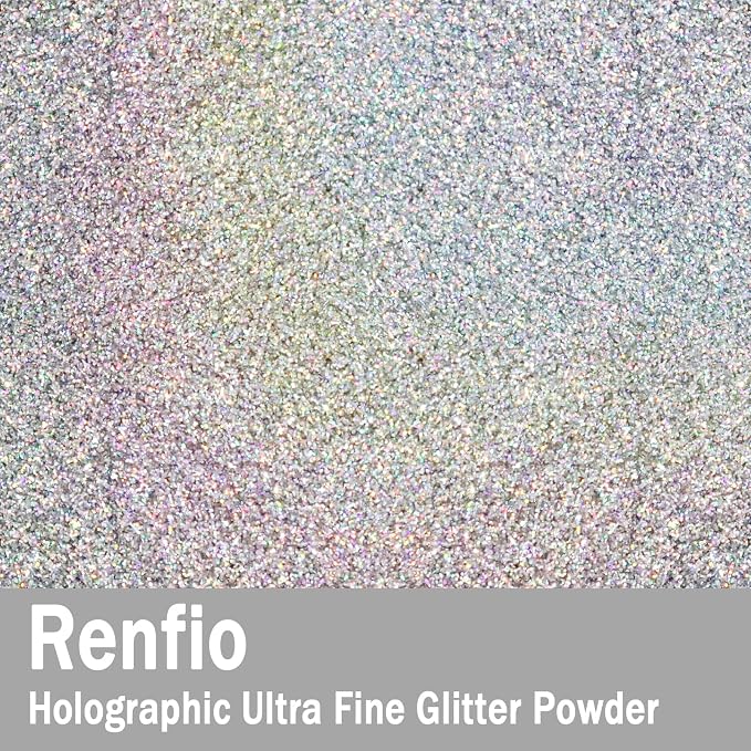 Renfio Holographic Ultra Fine Metallic Resin Glitter 2.11 Oz PET Flakes Crafts - Image 2