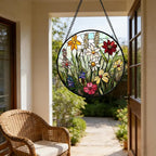 DASTOLL Stained Glass Window Hanging, Colorful Wildflowers Plant Scenery - Image 6