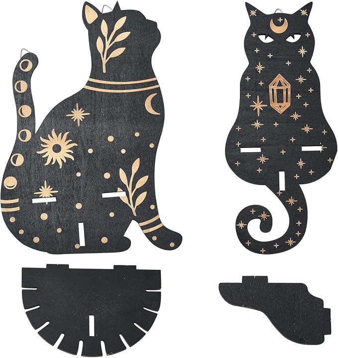 2 pcs 2 Styles Black Cat Theme Wooden Display Shelf Gothic Animal Floating by Gythara
