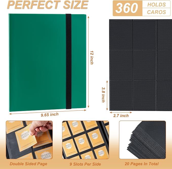 Card Binder 9 Pocket Storage 360 Card Binder, Trading Card Binder Senior and - Image 2