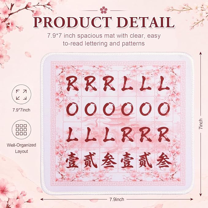 Solo Mahjong Practice Mat, 7.9 x 7 Inch Waterproof Rubber Mahjong Training Board - Image 2