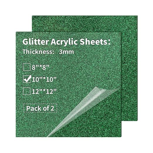 2 PCS 10 x 10 inch Glitter Colored Plexiglass Acrylic Sheets by gdhwcxl