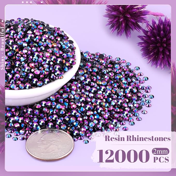 12000PCS 2mm Resin Jelly Rhinestones in Bulk, Bedazzling Flatback Crystals - Image 2