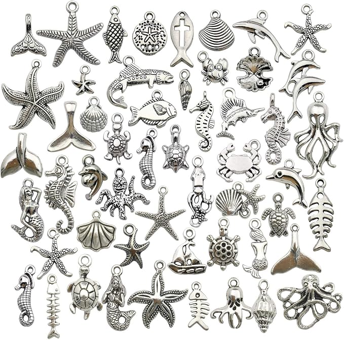 Youdiyla 100pcs Summer Beach Charms Collection, Bulk Marine Sea Animal Life by Youdiyla