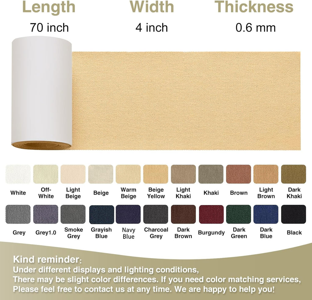 Canvas Repair Tape 4×70 Inch Waterproof Self-Adhesive Fabric Repair Patch for Repairing Boat Covers,Tents,Patio Umbrellas,Car Seats,Luggage,Sofas.(Beige Yellow)
