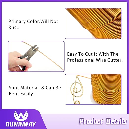 16Gauge Gold Aluminum Crafts Wire 154FT, - Image 3