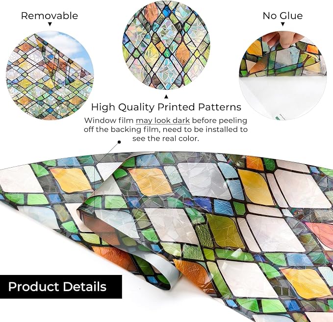 ADD.HERES Window Privacy Film, Stained Glass Decorative Static Cling, Removable - Image 8