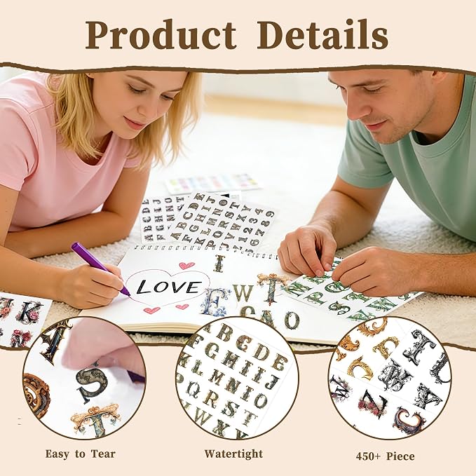 Alphabet & Number Stickers, 50 Sheets Vinyl Letters - Image 6