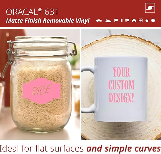 ORACAL 631 Matte Soft Pink Vinyl Durable Roll Easy to Weed Permanent Adhesive - Image 2
