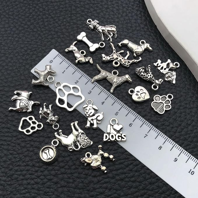 WOCRAFT 60pcsAntique Silver Dogs Charms Bracelet Charms - Image 3