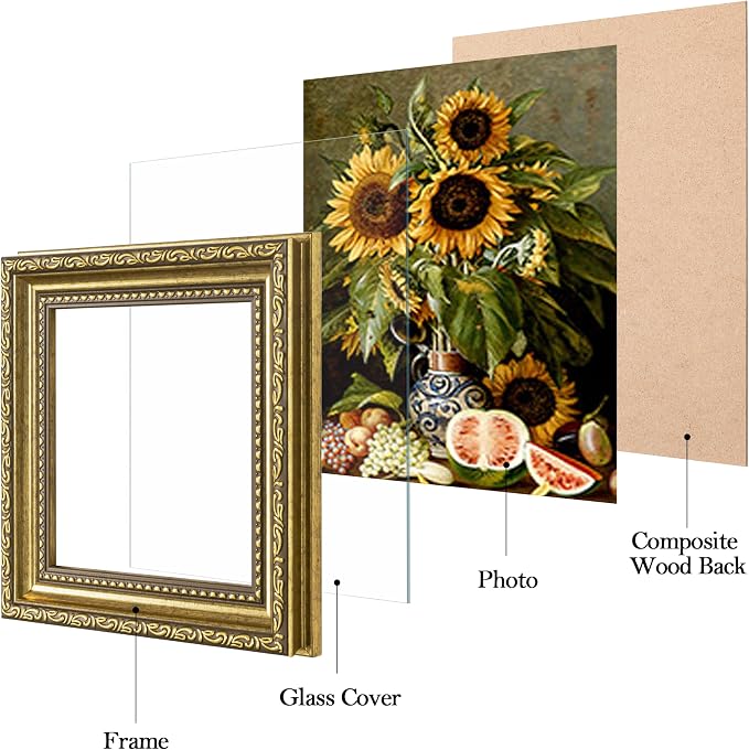 eletecpro 5x5 Vintage Picture Frame, Glass Cover, Tabletop or Wall Decor - Image 2