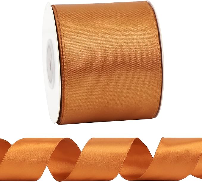 HUIHUANG Burnt Orange Satin Wired Ribbon 2.5 inch Easter Wired Ribbon - Image 7