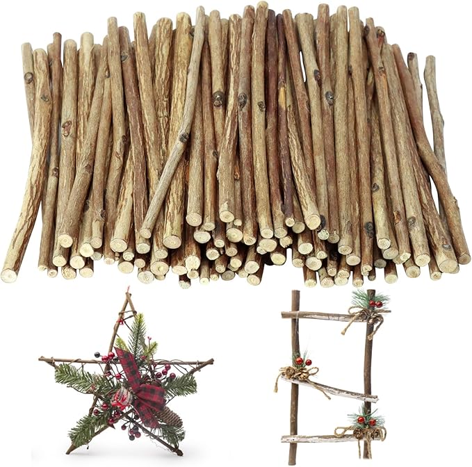 TKOnline 300Pcs Craft Sticks, 10cm 0.1-0.2 Inch in Diameter Wood Log Sticks by TKOnline
