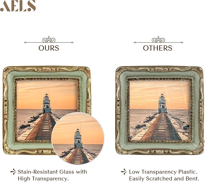 AELS 4x4 Inch Vintage Picture Frame, Elegant Antique Square Photo Frames - Image 3