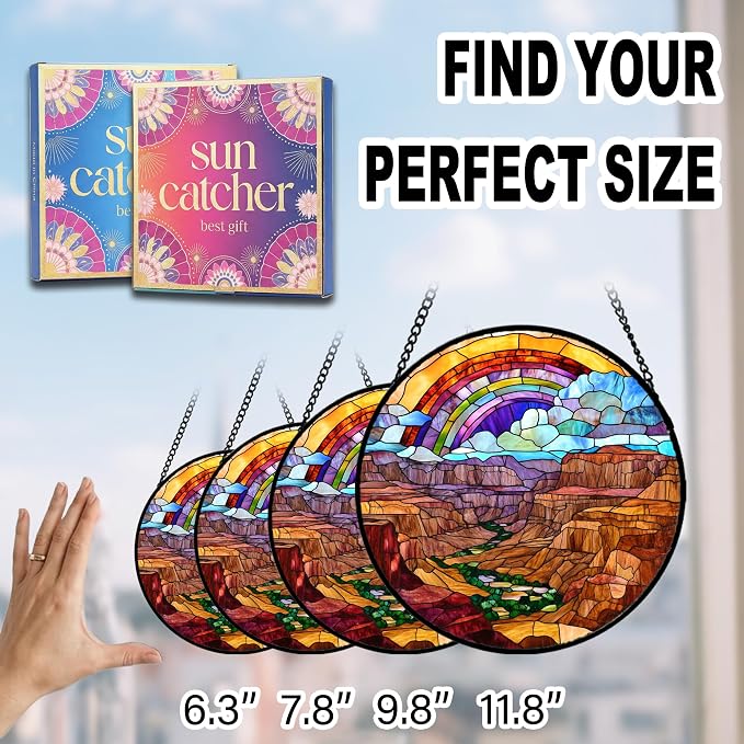 Canyon Rainbow Faux Stained Glass Window Hanging Acrylic Sun Catcher 11.8" | - Image 6