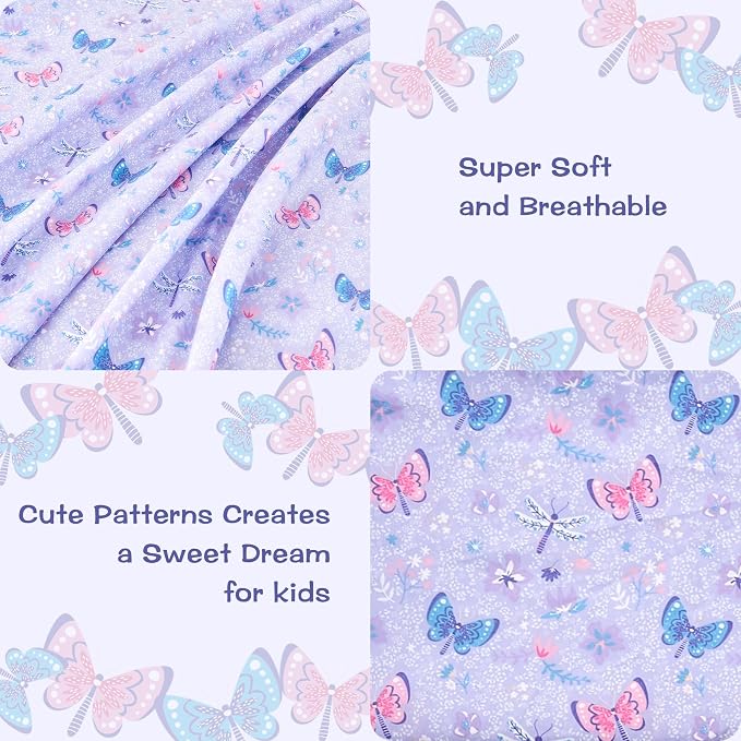 lasoftan Kids Sheet Set Twin Size 3 Pcs, Girls Sheet Set - Image 2