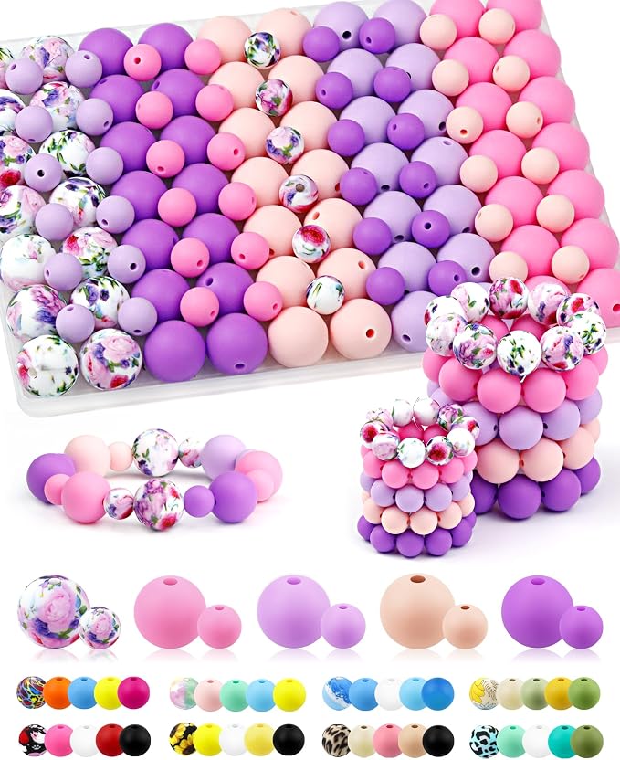 FIVEIZERO 100PCS 9mm & 15mm Silicone Beads, Fade-resistant, Easy-clean by FIVEIZERO
