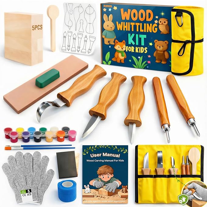 Wood Carving Whittling Kit for Kids: Wood Carving Tool Set by YourTrustedCompanionontheCarvingJourney