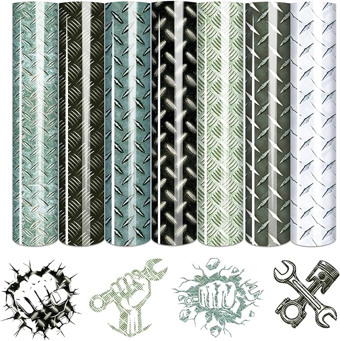 Tintnut Diamond Plate Heat Transfer Vinyl, 7 Sheets 12×10in Iron on Vinyl | by Tintnut