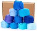 Boutigem 10 Colors Blue Needle Felting Wool 50g, 1.76oz Blue Wool Roving - Image 2