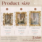 Wonderjune 3 Pcs Vintage Picture Frames Antique Set Baroque Ornate Gold Arched - Image 2