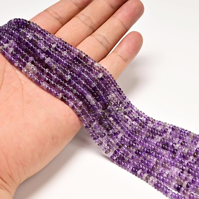ICAI 2x4mm Natural Amethyst Rondelle Beads – Loose Gemstone Spacers - Image 3