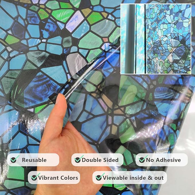 funlife Original Hand-Drawn Stained Glass Window Film, Reusable Double-Sided - Image 6
