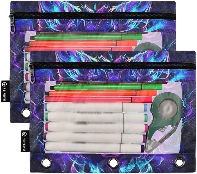 Custom Mystical Wolf Face Pencil Pouch - Image 2