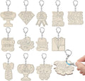 RattanView 24 Pcs Dad Craft Color Your Own Keychains DIY Craft Wooden Blank by RattanView
