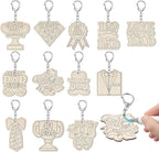 RattanView 24 Pcs Dad Craft Color Your Own Keychains DIY Craft Wooden Blank by RattanView