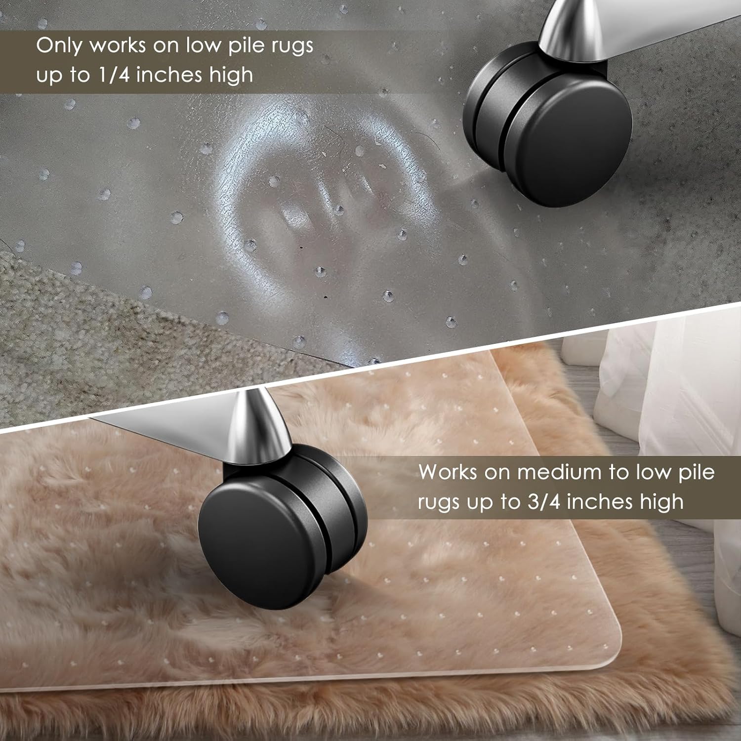 Azadx Heavy Duty Office Chair Mat for Carpet 51" x 63" Hard Material Chair Mat for Carpeted Floor Non-Slip Carpet Protector for Office Easy Glide Desk Floor Mat for Office Chair on Carpets 2 Pack