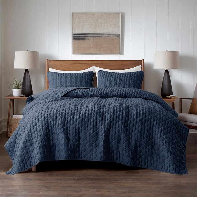 WDCOZY Navy Blue Quilt Twin Size Bedding Sets - Image 2