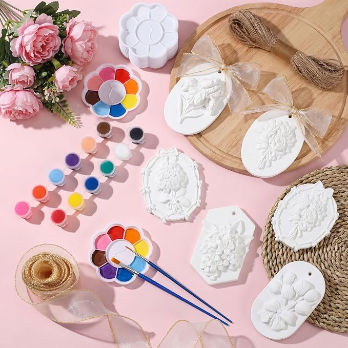 Teyva Daily 12 Sets Flower Ceramic Painting Kit DIY Ceramic to Paint Your Own - Image 4