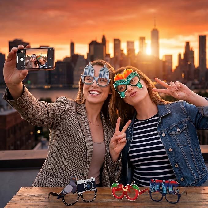 Pajean 36 Pcs New York Party Decorations Eyeglasses Themed Paper Glasses New - Image 5