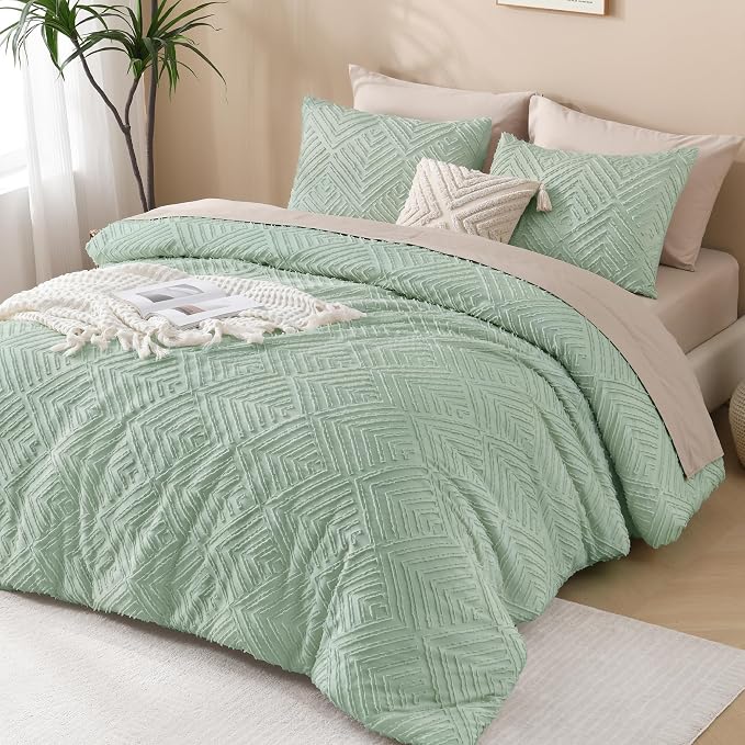 Andency Oversized King Comforter Set 120''x120'', 3 Pieces Sage Green Super - Image 6