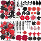141PCS Black Red Dried Pressed Flowers - Image 3