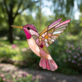 Pink Floral Hummingbird Acrylic Suncatcher by Unknown
