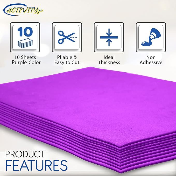 Purple EVA Foam Sheets, 9 x 12 Inch, 2mm Thick Handicraft Foam Paper - Image 4