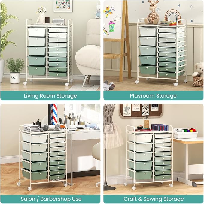 Giantex 15 Drawers Rolling Cart, Classroom Organizers, Storage Cart - Image 9