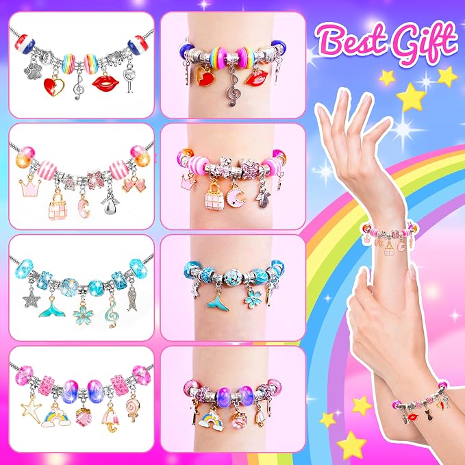 AMAZING TIME 130 Pcs Charm Bracelet Making Kit, Jewelry Toy - Image 5