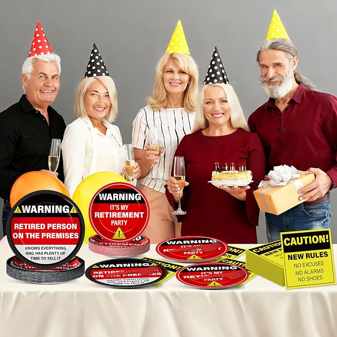 Qyeahkj 100 Pcs Funny Happy Retirement Party Supplies Caution Retirement Paper - Image 5