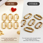 Stainless Steel Screw Lock Charms Carabiner Bracelet, 18K Gold Plated, 10 Pieces - Image 5
