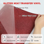TUMIYA Red Glitter Heat Transfer Vinyl HTV Roll - Image 3
