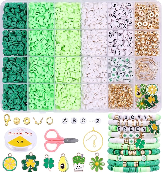 Wuollgess 3500 PCS Green Clay Beads by Wuollgess